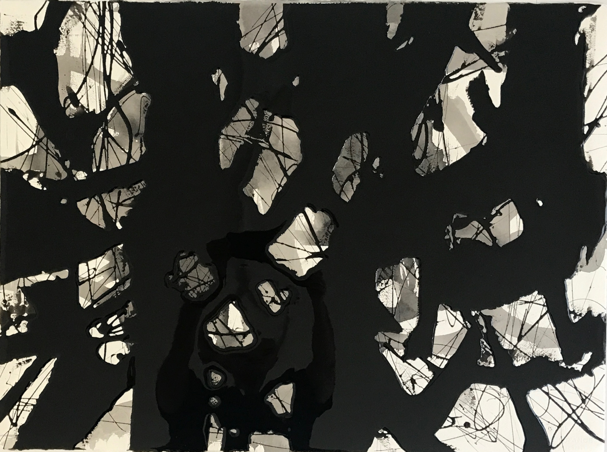 Chris Hopewell, Shadows 2, 2020, resin and acrylic on paper, 57 x 77cm