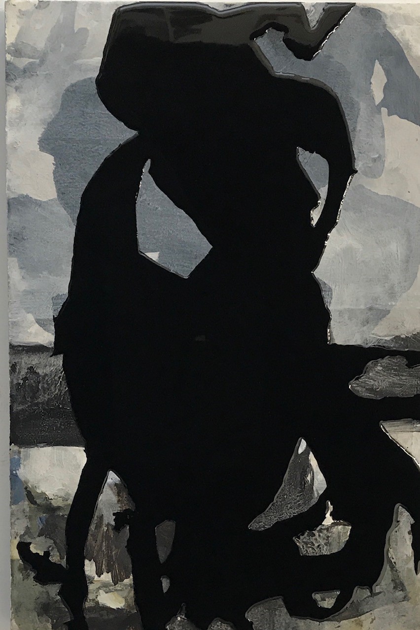 Chris Hopewell, Hitchhiker, 2020, acrylic and resin on paper on board, 56 x 38cm