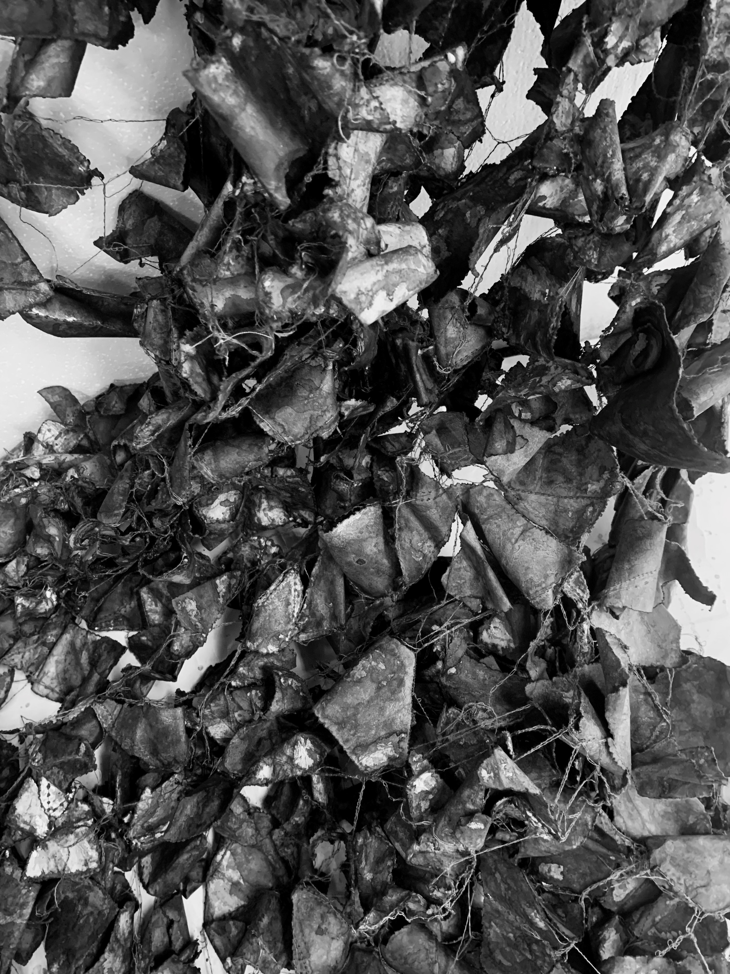 Susan Roux, Near Distant (detail), 2022, Canson paper, photographic print, thread and ink, 310 x 380 x 380cm