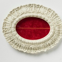 Olga Cironis, As Above as Below, 2022, repurposed frame, velvet and gold thread, 20 x 25 x 3cm
