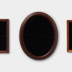 Olga Cironis, Horizon 3, 2022, repurposed frames and acrylic, varied dimensions, 11 pieces
