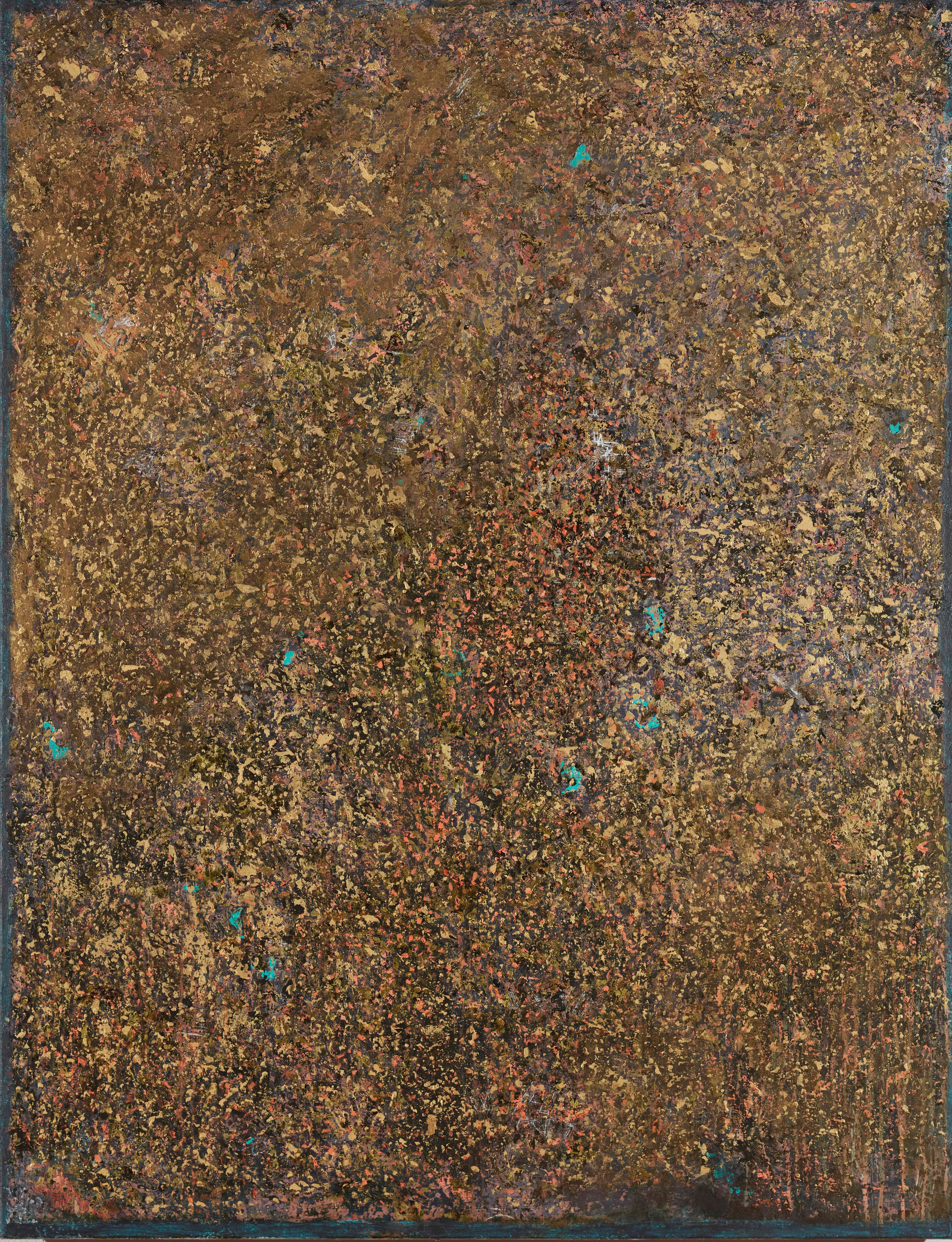 Michele Theunissen, Just Under the Surface, 2020-21, acrylic and oil paint and pigments on canvas, 150 x 117cm