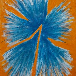 AdamDerums, Orange Spark 3, 2022, oil on canvas, 40 x 30cm