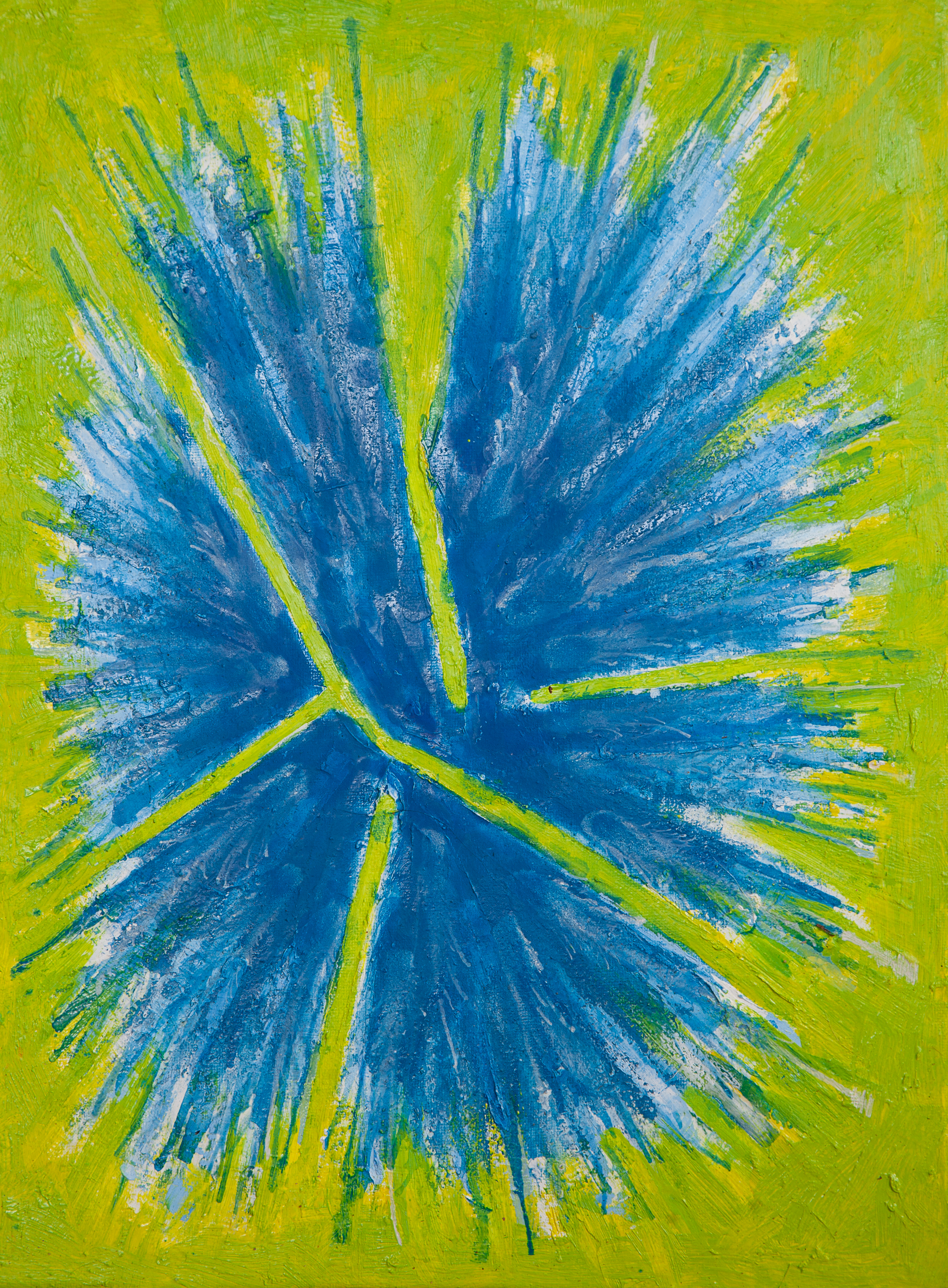 Adam Derums, Green Spark 4, 2022, oil on canvas, 40 x 30cm