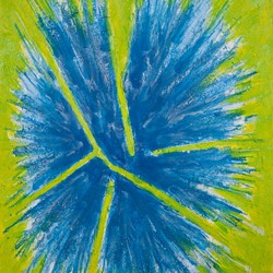 Adam Derums, Green Spark 4, 2022, oil on canvas, 40 x 30cm