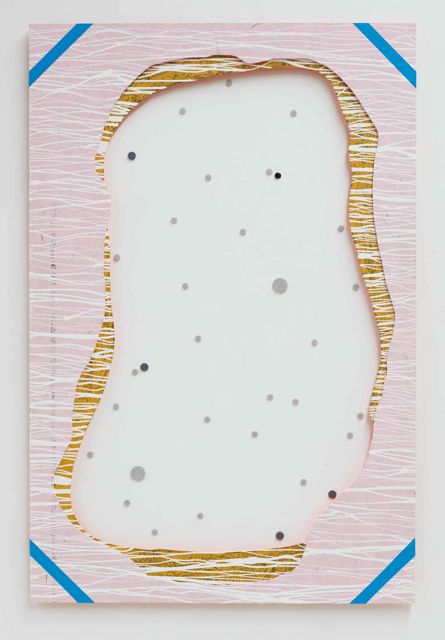 Frank Morris, RPSS7, 2021, plaster and acrylic paint on OSB with felt, 180 x 120cm