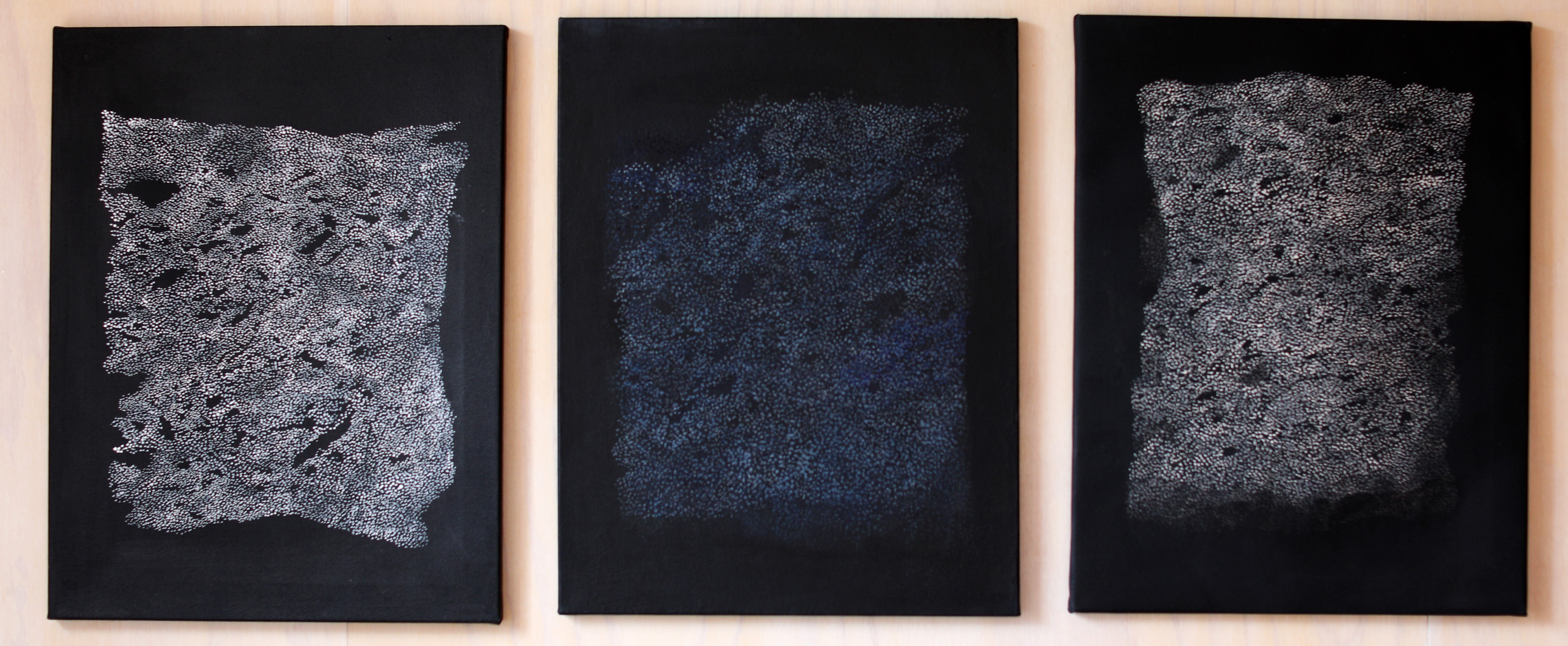 Michele Theunissen, Sedgefield in Three Parts, 2022, acrylic paint and artist inks on canvas, 66 x 50cm each (3 panels)
