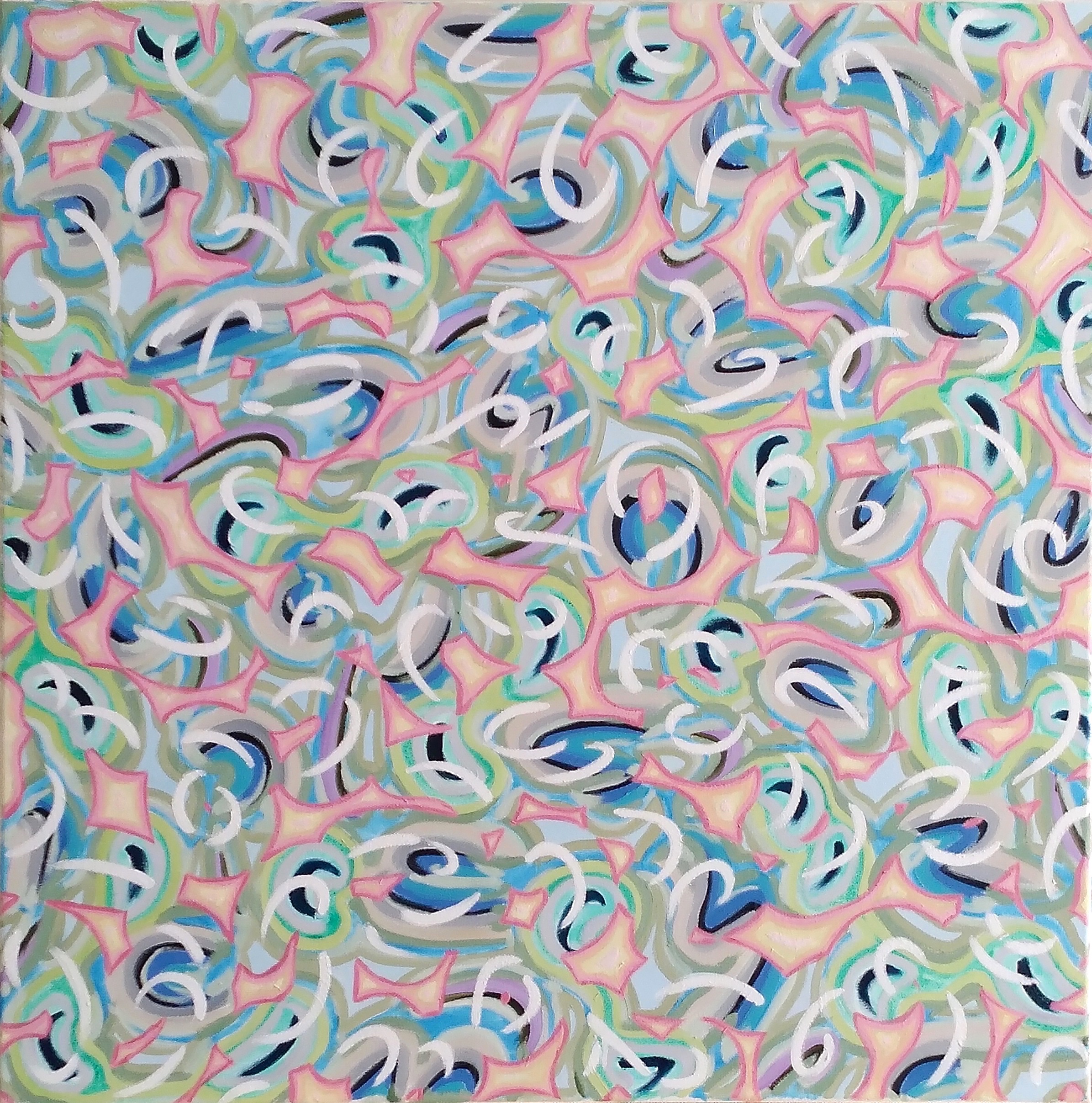 Cathy Blanchflower, Eos III, acrylic and oil on canvas, 92 x 92cm