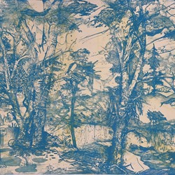 Antony Muia, Upper Reach, 2021-22, drypoint on handcoloured apper, 72 x 98cm (95 x 119cm framed), ed. 6
