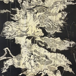 Antony Muia, Untitled Island, 2022, etching on handcoloured paper, 98 x 74cm (120 x 95cm framed), ed. 6