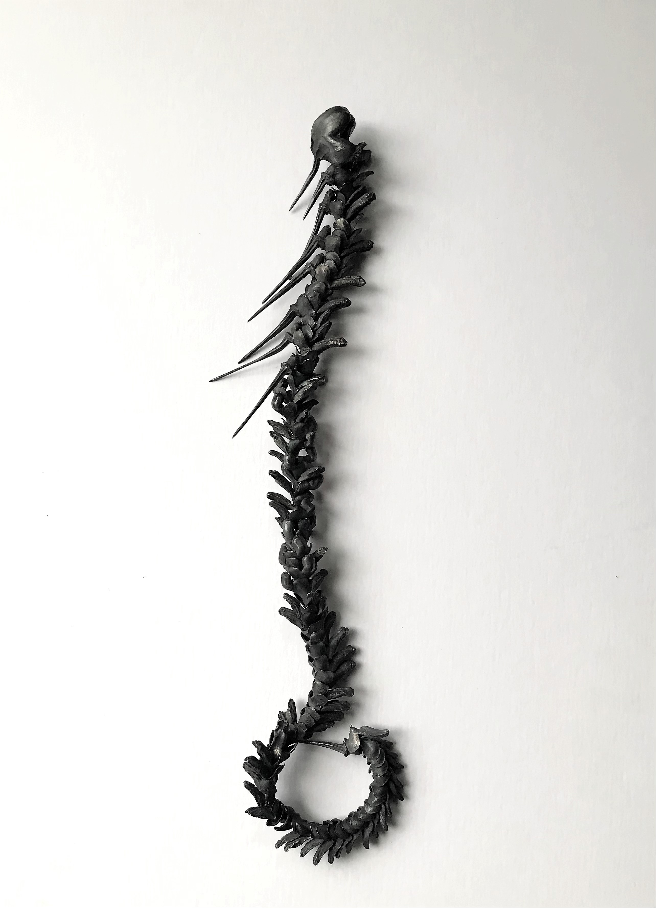 Sarah Elson, Lament of the Labellum - Anaphora, 2018, recycled silver. 42 x 13 x 4.5cm