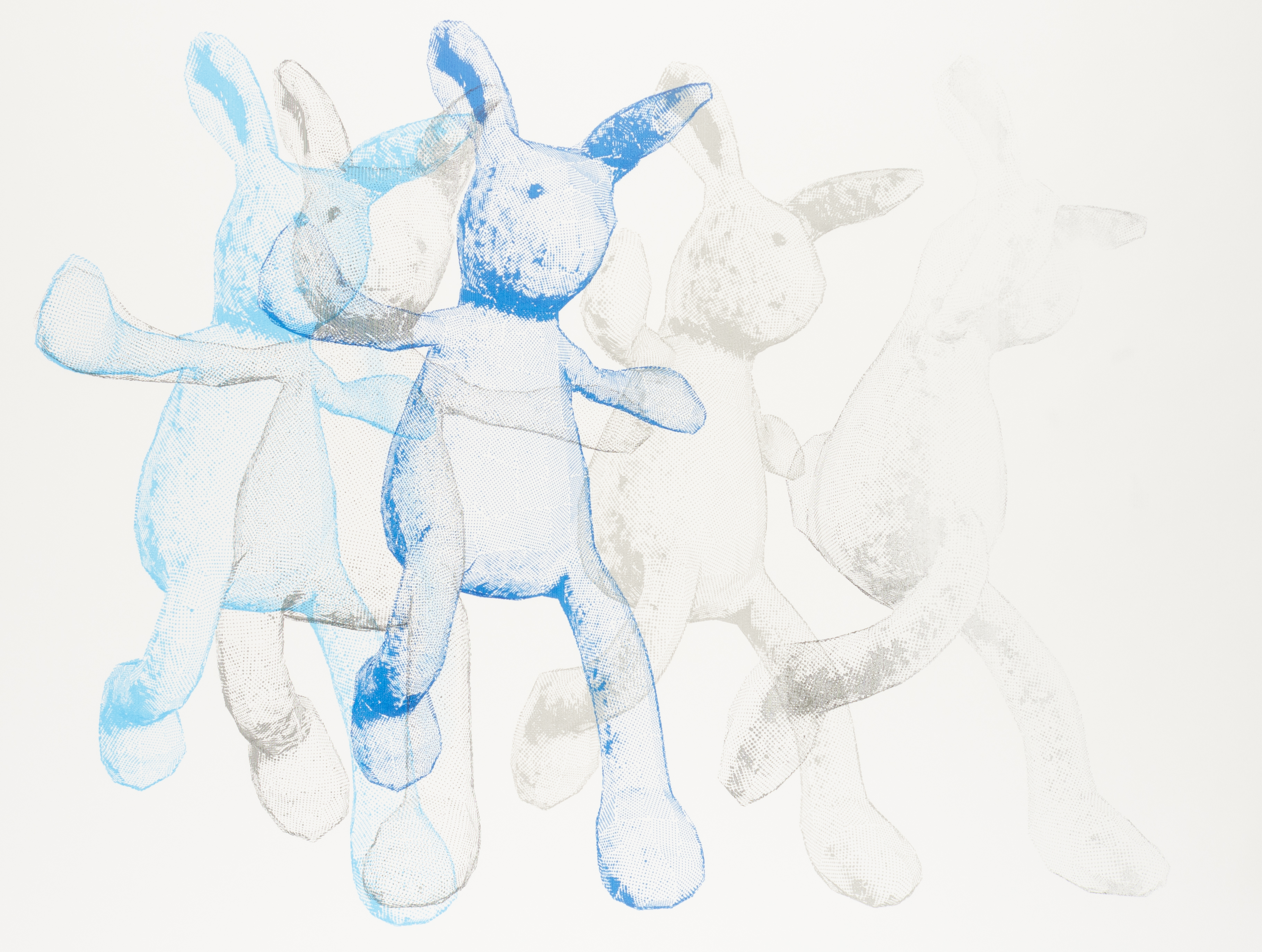 Hiroshi Kobayashi, Bunny/Bunnies, 2022, pigment marker on paper mounted on canvas, 106.7 x 137.2cm