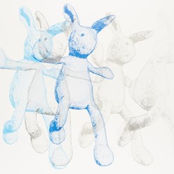 Hiroshi Kobayashi, Bunny/Bunnies, 2022, pigment marker on paper mounted on canvas, 106.7 x 137.2cm
