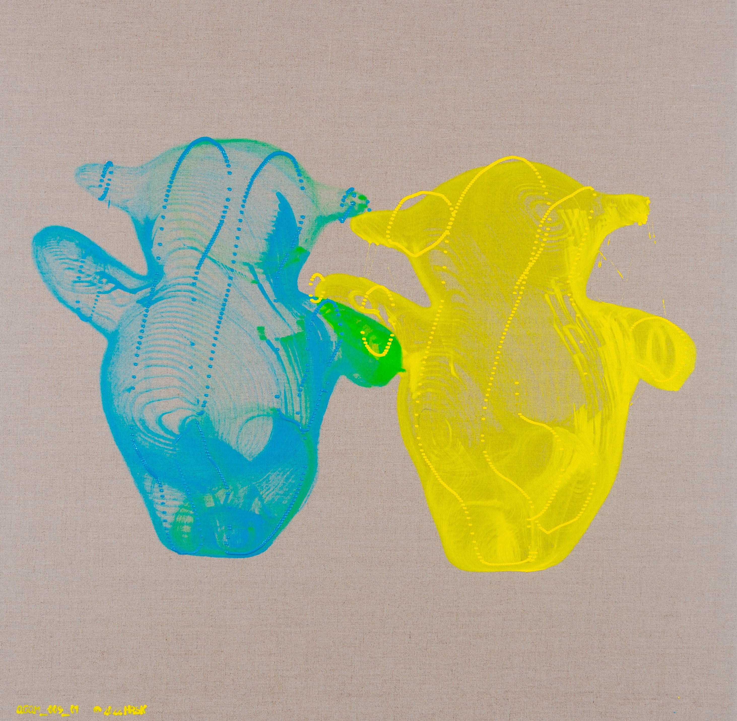 Hiroshi Kobayashi, The Choreographer 1, 2022, oil on linen, 100 x 100cm