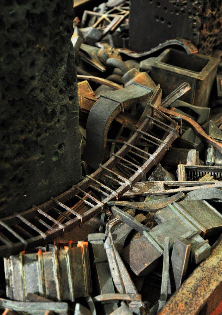 Stuart Elliott, Siamese T-Haus (detail), 2022, wood, steel and acrylic paint, 164 x 98 x 62cm