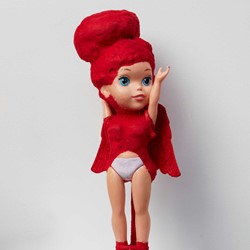 Minaxi May, Little Red (Show Off), Is That You 2022, repurposed plastic objects and mixed media, 44 x 10 x 16.5cm