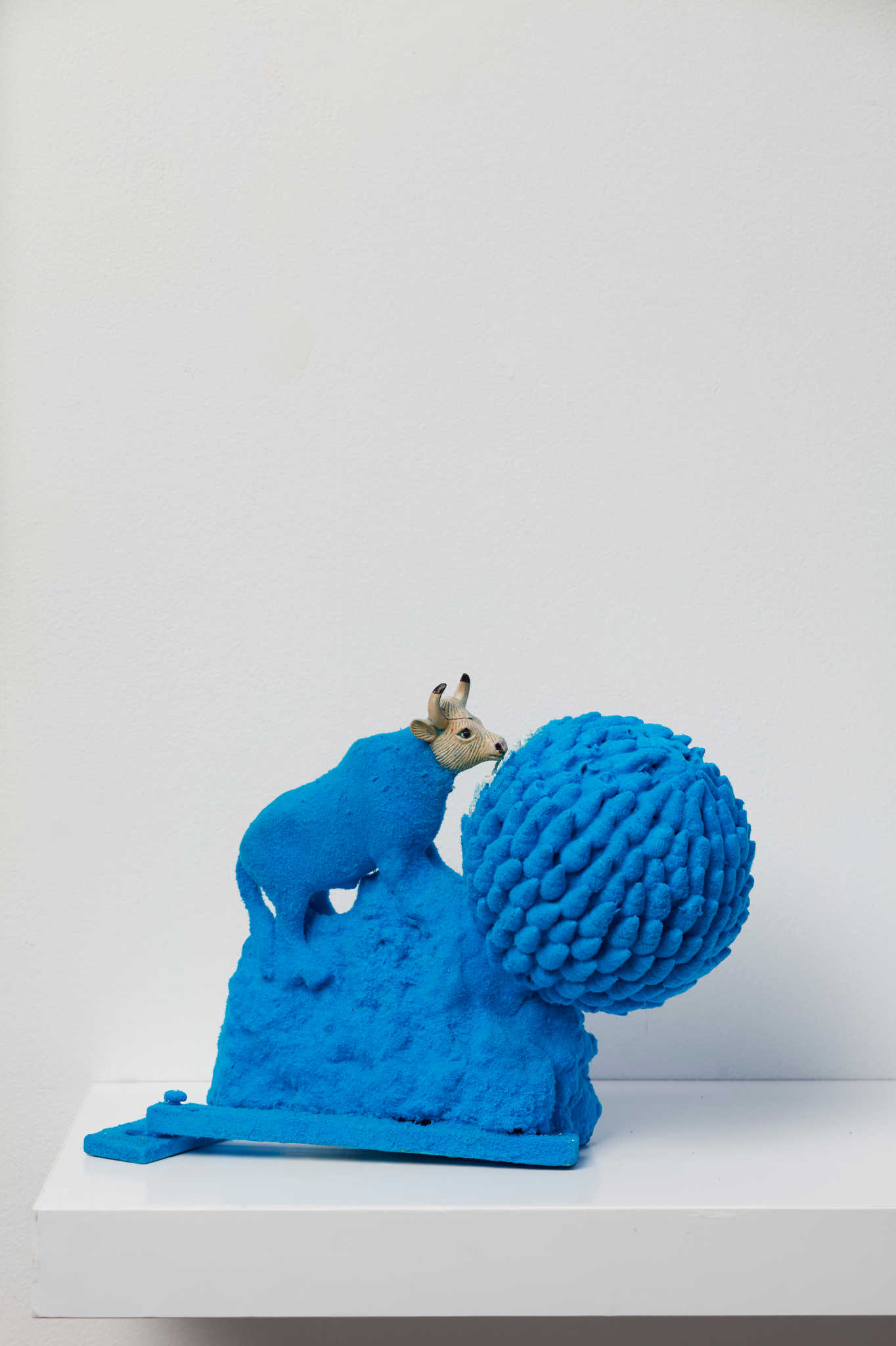 Minaxi May, The Cow Kissed into the Moon, 2022, repurposed plastic and ceramic objects and mixed media, 19 x 15 x 24cm