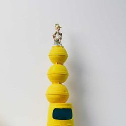 Minaxi May, Top of the Mountain Girl, 2022, repurposed plastic and ceramic objects and mixed media, 72 x 19.5 x 19.5cm (1)