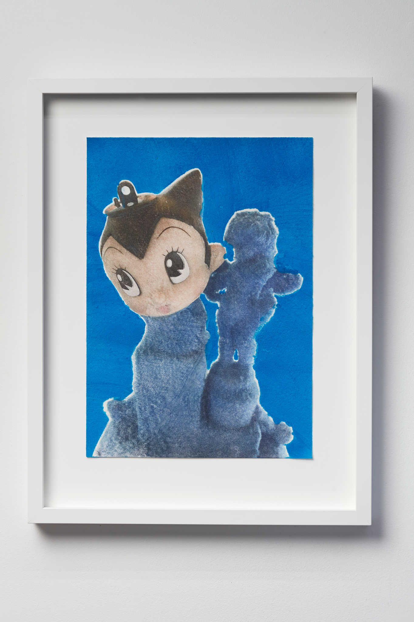 Minaxi May, Astro Boy, The Robot with Heart, 2022, solvent transfer and monofilament fibres on paper, 29.7 x 58.8 x 44.5cm, ed. 4