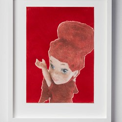 Minaxi May, Little Red (Show Off), Is That You, 2022, solvent transfer and monofilament fibres on paper, 29.7 x 58.8 x 44.5cm, ed. 4