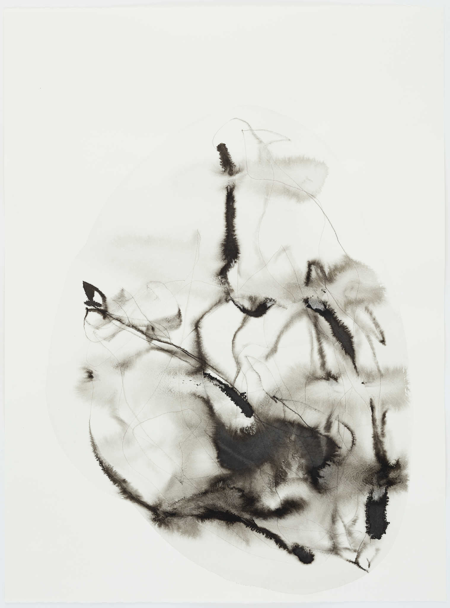 Vanessa Russ, Unseasonable Waterhole with Lilies 7, 2022, Indian ink on Fabriano paper, 56 x 76cm