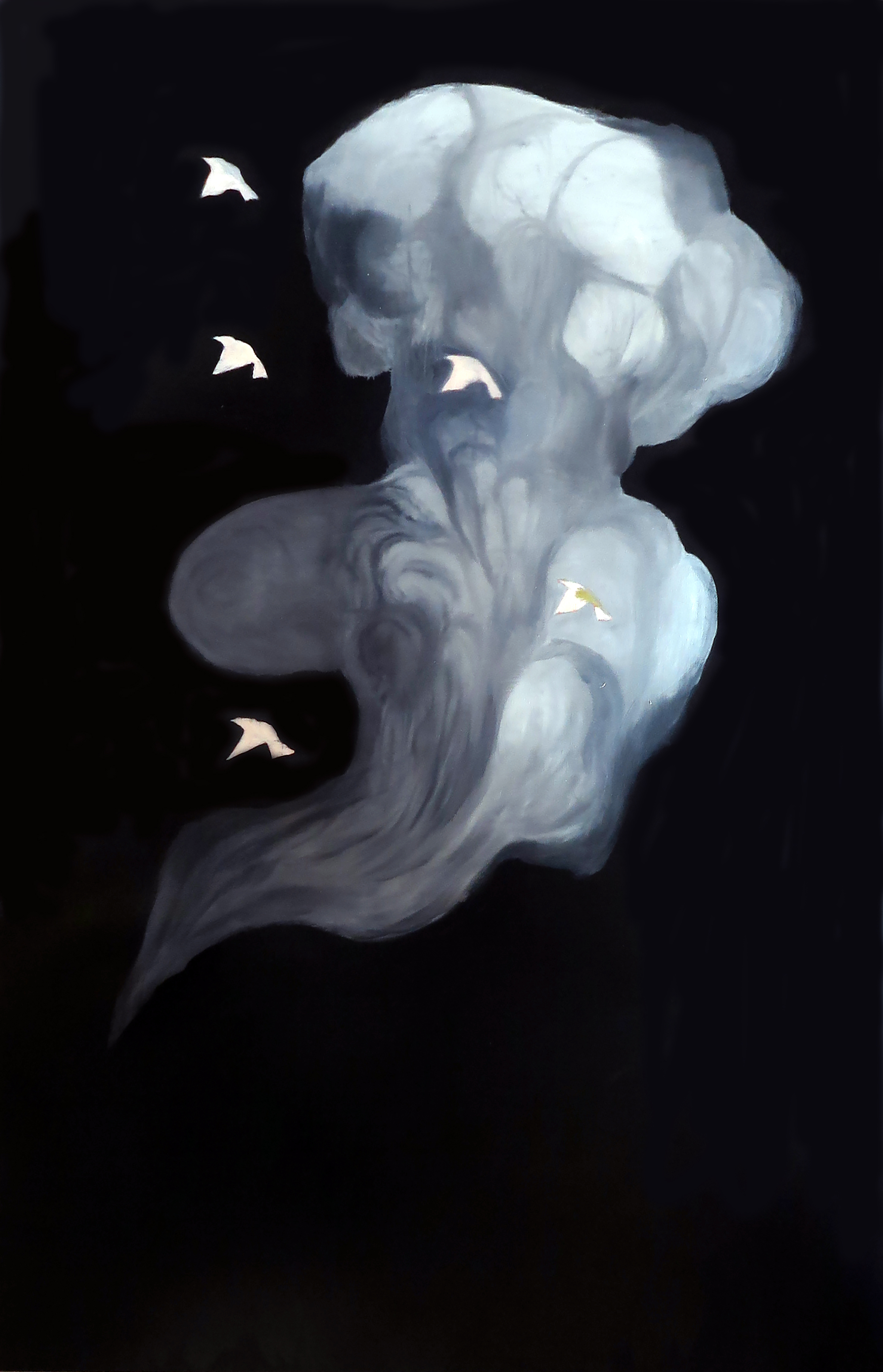 Paul Uhlmann, Continent of Smoke (Birds I), 2022, oil on linen, 183 x 122cm