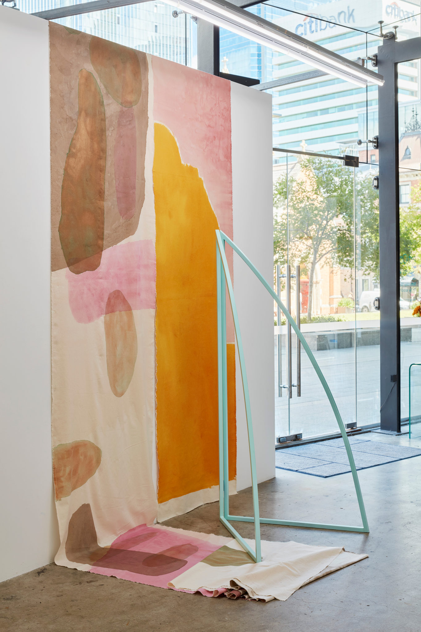 Penny Coss, Uncertain Bounds 3, 2022, acrylic and oil on canvas with steel frame, 210 x 180 x 100cm. Acorn Photo