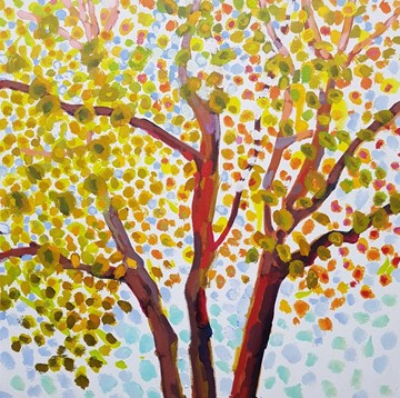 Jane Martin, Autumn Garden Painting, 2021, oil on canvas 45.5 x 45.5cm