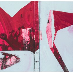 Derek O'Connor, Red Flag from the series Red Flag, 2022, oil on Time Life book cover, 29 x 49.5cm