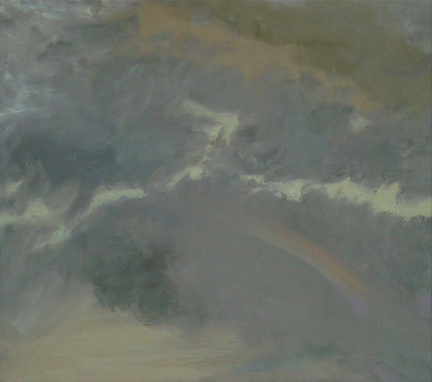Kevin Robertson, Clouds with Feint Rainbow, 2010, oil on board, 40 x 50cm