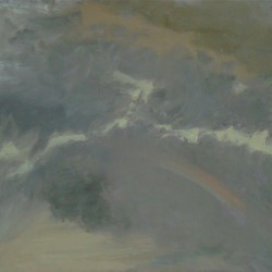 Kevin Robertson, Clouds with Feint Rainbow, 2010, oil on board, 40 x 50cm