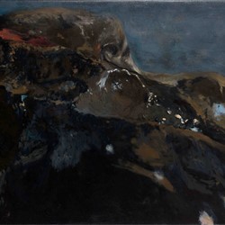 Kevin Robertson, Meteorite Landscape II, 2017, oil on canvas, 122 x 300cm