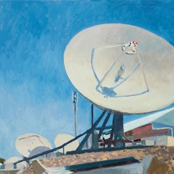 Kevin Robertson, Satellite Dish, Munt Street, 2020, oil on canvas, 76 x 102cm