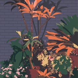 Joanna Lamb, Backyard Garden with Brick Wall, 2022, screenprint on paper, 73 x 57cm, ed. 10