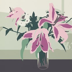 Joanna Lamb, Vase and Flowers 02, 2022, screenprint on paper, 46 x 61cm, ed. 10