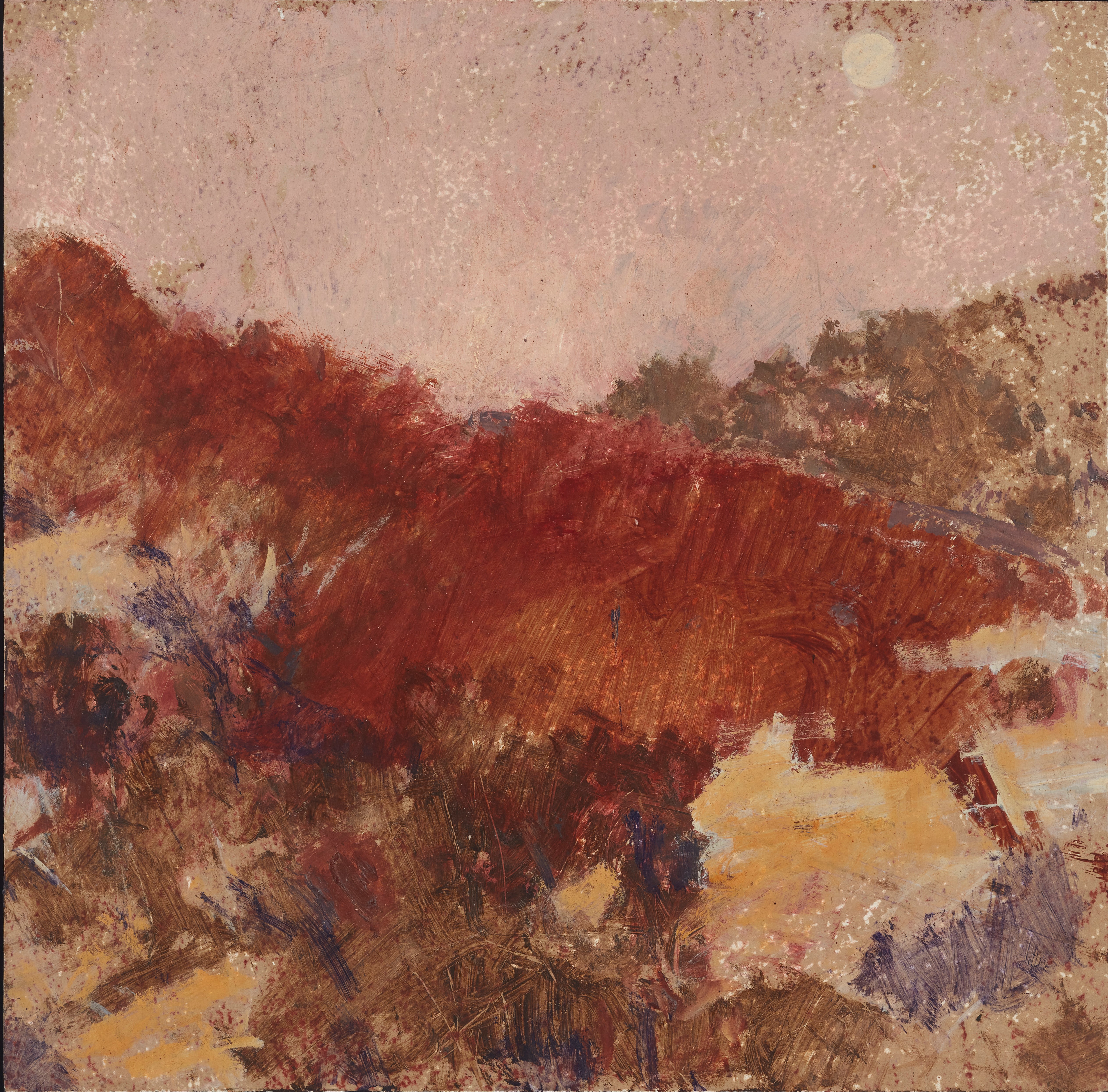 Merrick Belyea, Serpentine Evening, 2023, oil on board, 40 x 40cm