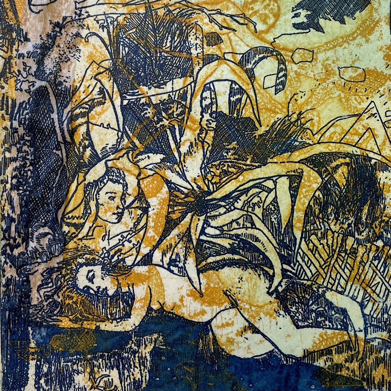 Antony Muia | Povera Bestia (detail), 2023, etching and chine colle, 32 x 22cm
