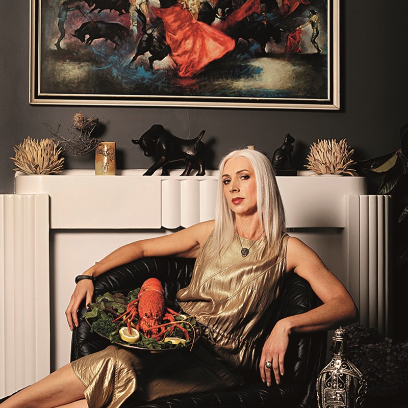 Maria with Crayfish Platter and Pomegranates, 2022, archival digital print on Canson Photographique paper, 150 x 118cm, ed. 5