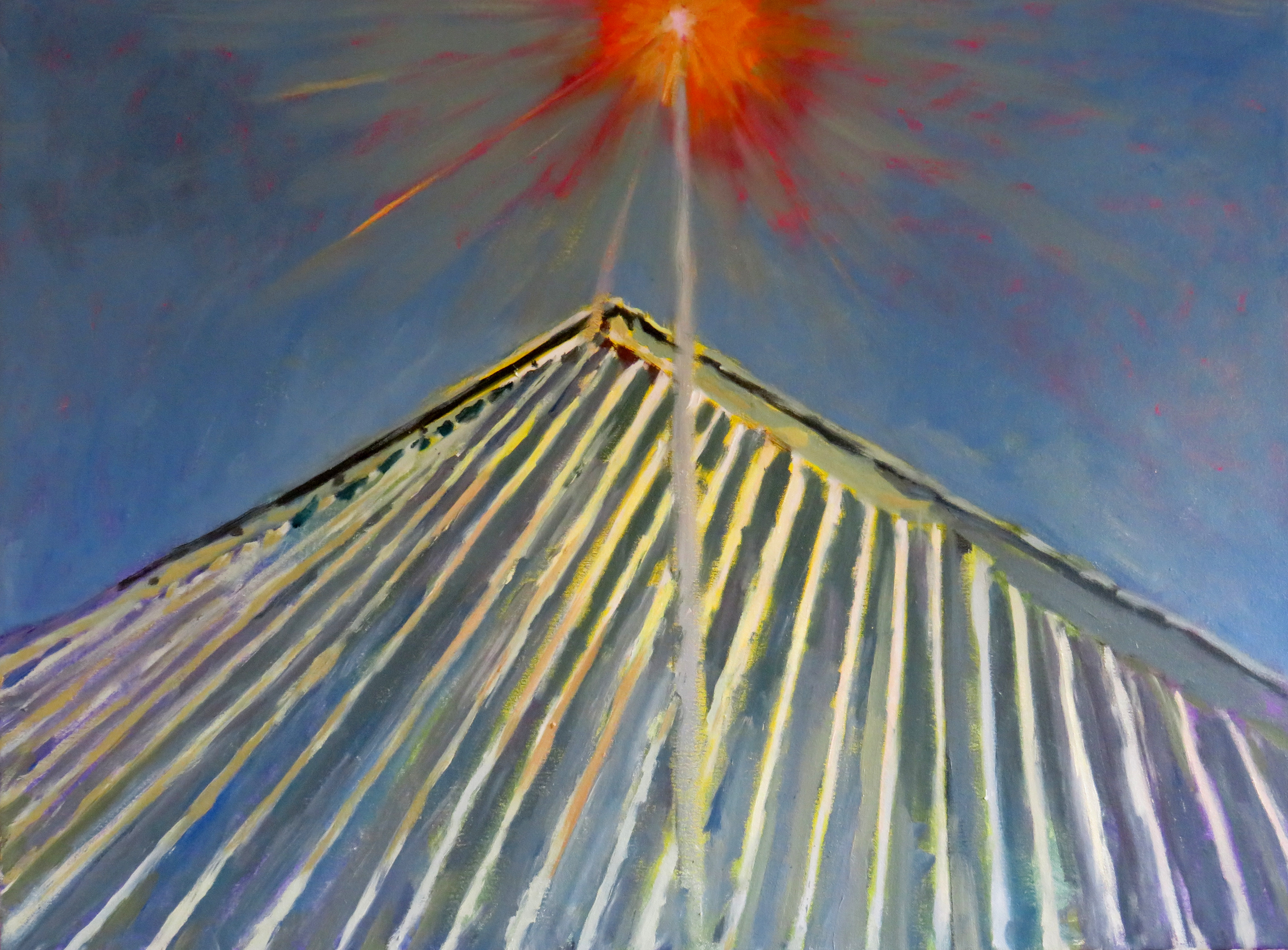 Kevin Robertson, Hot Morning Sun, Metal Umbrella, 2021, oil on canvas, 75.5 x 102.5cm