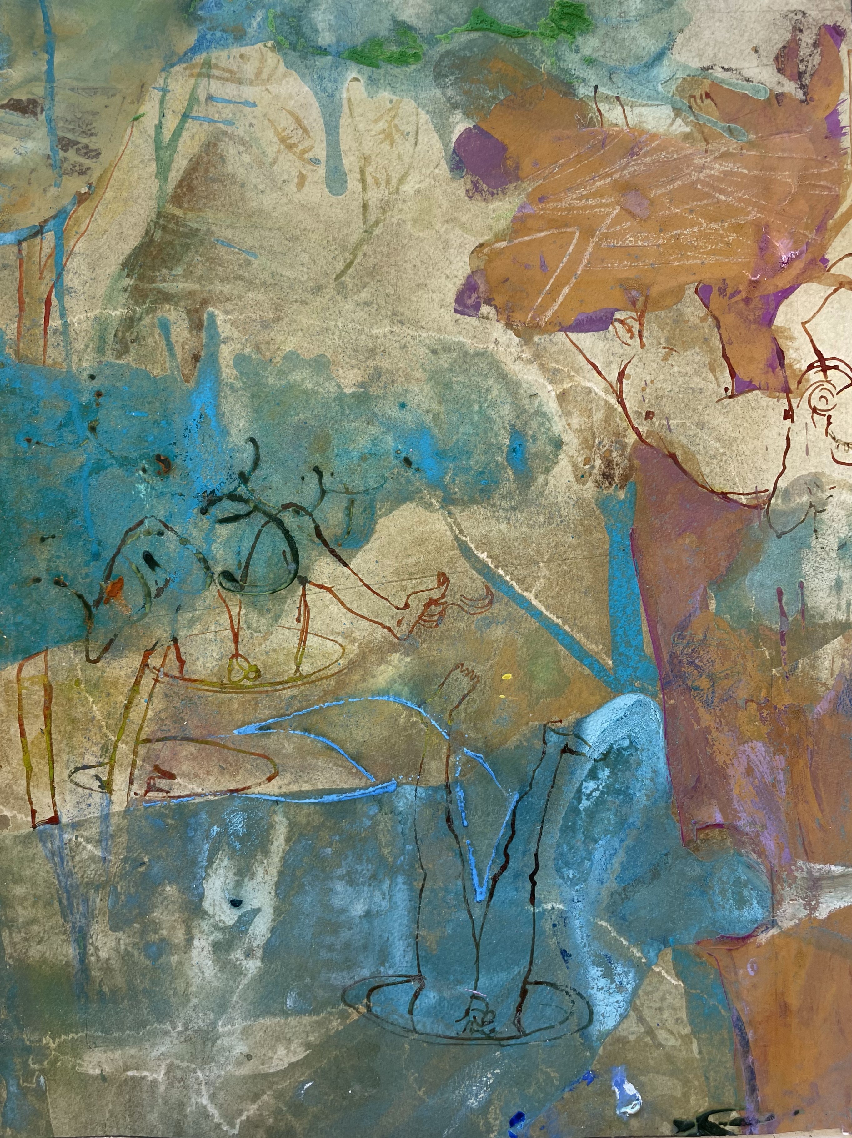 Antony Muia, Inferno, 2023, ink and watercolour on paper, 50 x 38cm