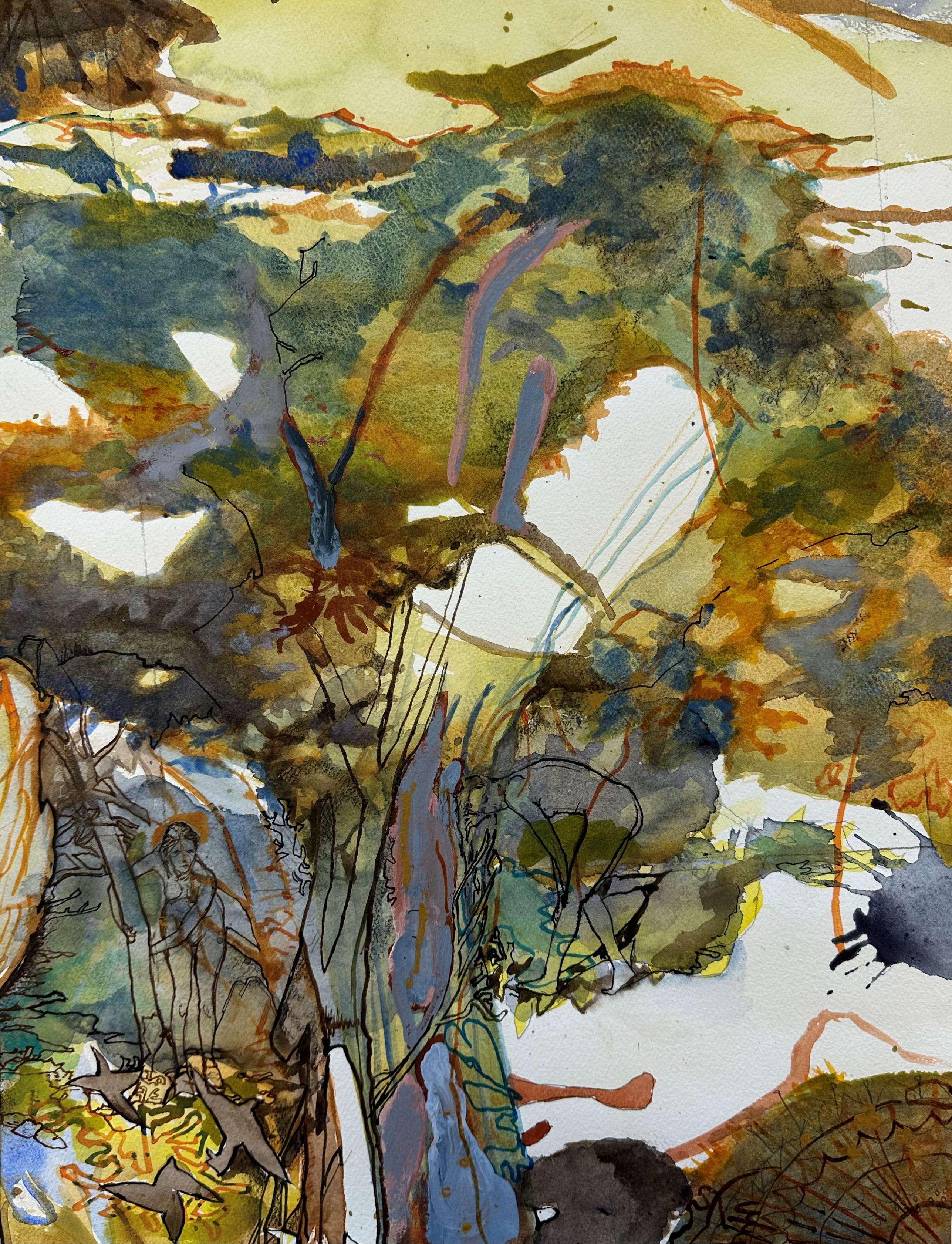 Antony Muia, Birth, 2023, ink and watercolour on paper, 50 x 38cm