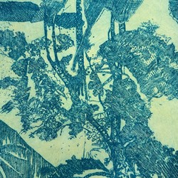 Antony Muia, Phantom, 2023, etching on hand-coloured paper, 32 x 22cm