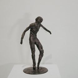 Jon Tarry, Hold Back - taking perilous steps, 2023, bronze lost wax cast and silver nitrate patina, 60 x 8 x 8cm