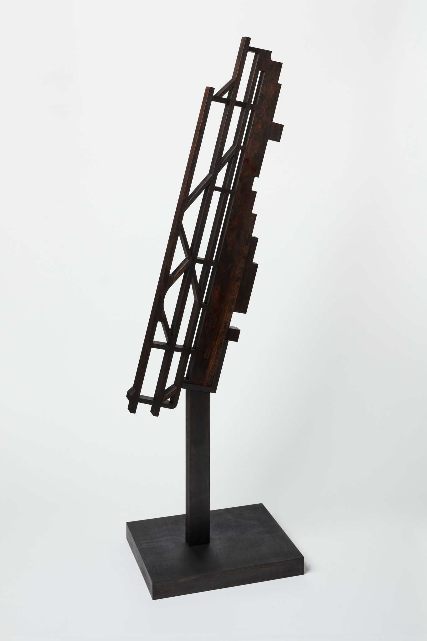 Jon Tarry, Hanoi Airport Runway (HAN), 2023, oil stain on Vietnamese cherry wood and marine plywood, 150 x 42 x 34cm
