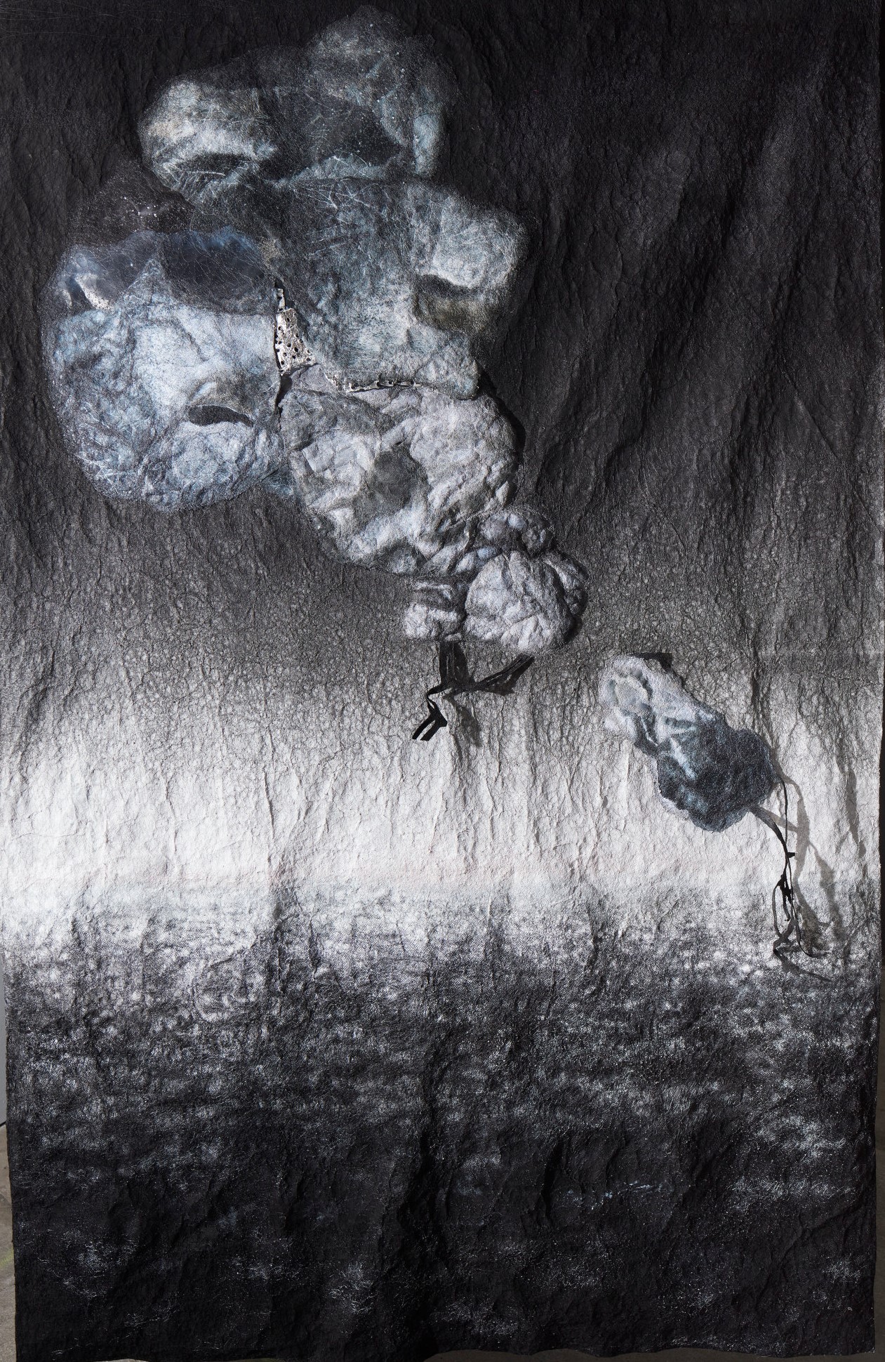 Susan Roux, Pairing, 2023, ink, polyester thread and aluminium on 325gsm Epson paper, 220 x 150cm