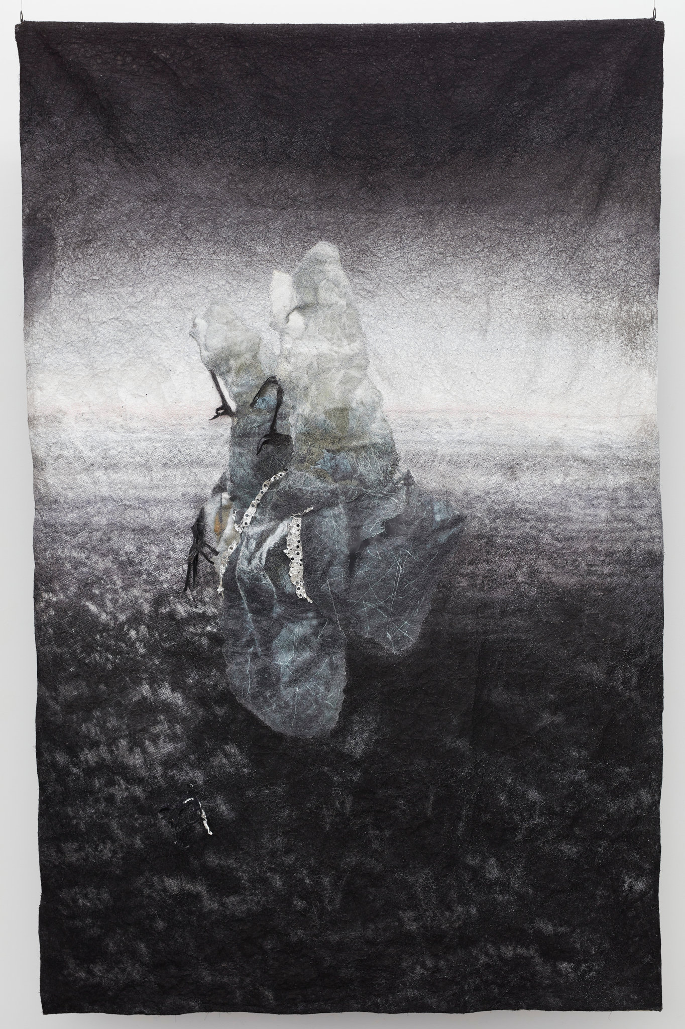 Susan Roux, Re-imaging III, 2023, ink, polyester thread and aluminium on 325gsm Epson paper, 220 x 150cm