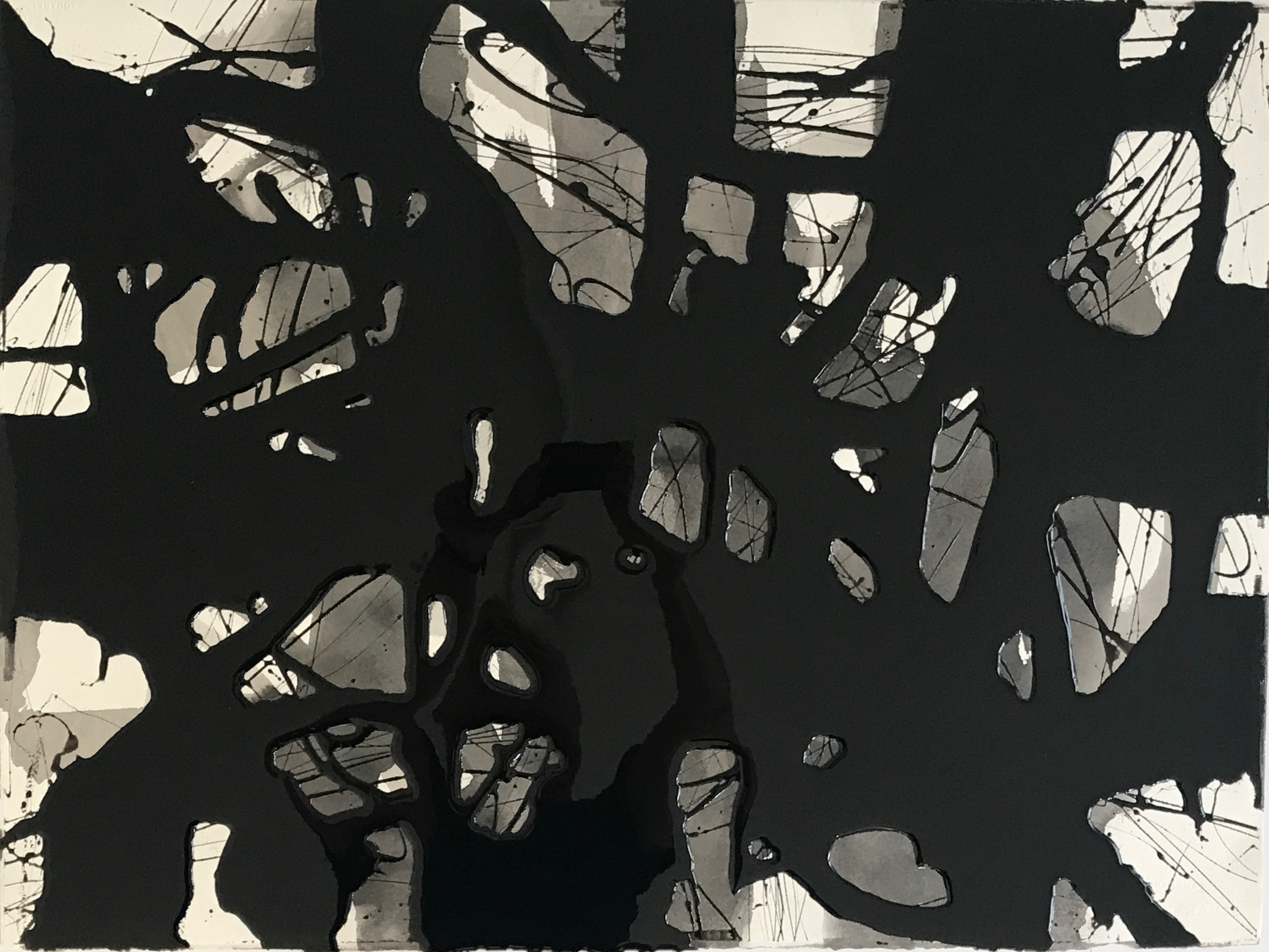 Chris Hopewell, Shadows 1, 2020, resin and acrylic on paper, 57 x 77cm