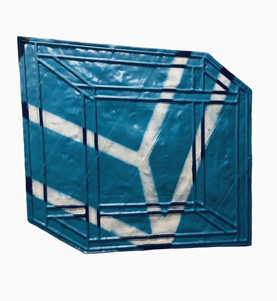 Jennifer Cochrane, Impossible Shadow #38, 2022, acrylic paint and industrial tape on steel frame, 101 x 100cm