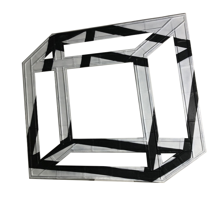 Jennifer Cochrane, Impossible Shadow #44, acrylic paint and industrial tape on steel frame, 123 x 132cm