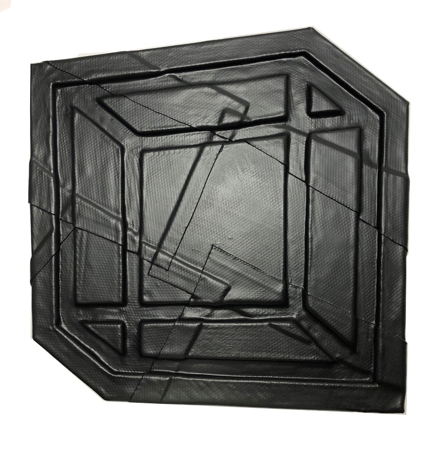 Jennifer Cochrane, Impossible Shadow #40, 2023, acrylic paint and industrial tape on steel frame, 43 x 43 x 2cm